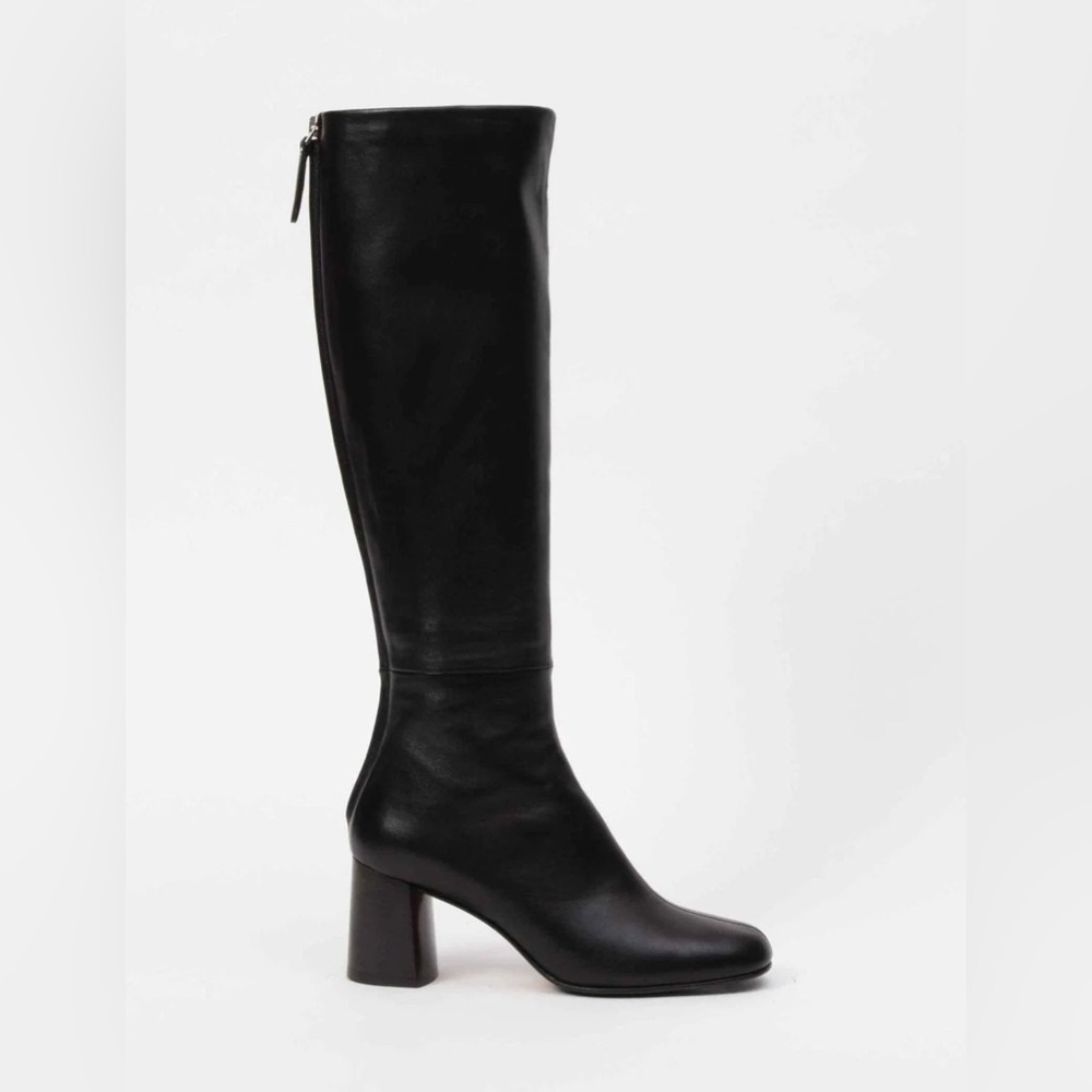 Phillip Lim Nadia Soft block Heel Black Knee High Leather Boots 39